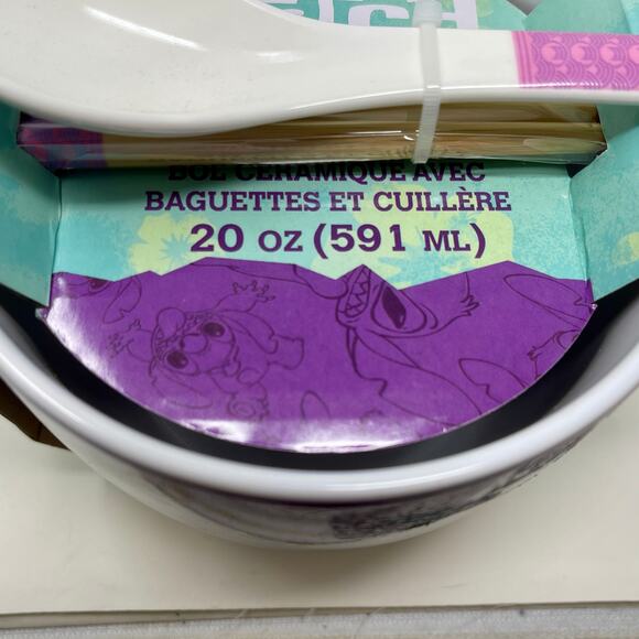 Disney Stitch & Lilo Ramen Ceramec Bowl Set with Chopsticks & Spoon 20 Oz. Bowl - Picture 11 of 12